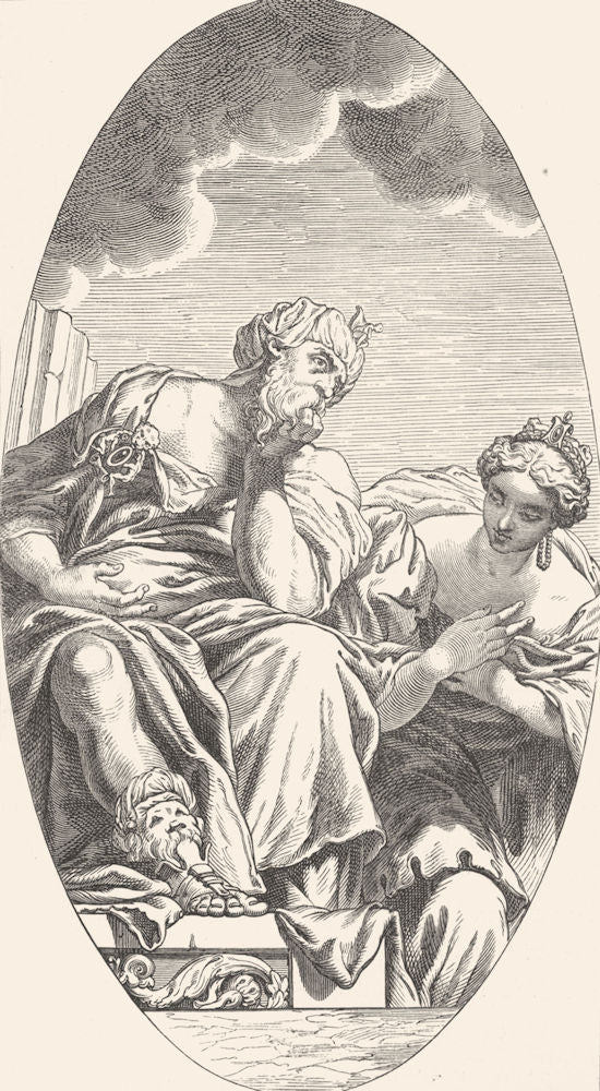 VENICE. Group, Zelotti-Ceiling of hall council 10 1880 old antique print